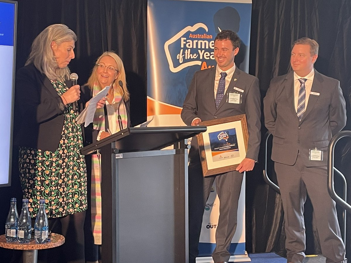 Tasmanian farmer Andrew Terry wins the Award for Excellence in Diversification for his diverse production of premium quality strawberries, raspberries, blackberries &amp; blueberries; processing potatoes; poppies; pyrethrum; &amp; 200 head of beef cattle.