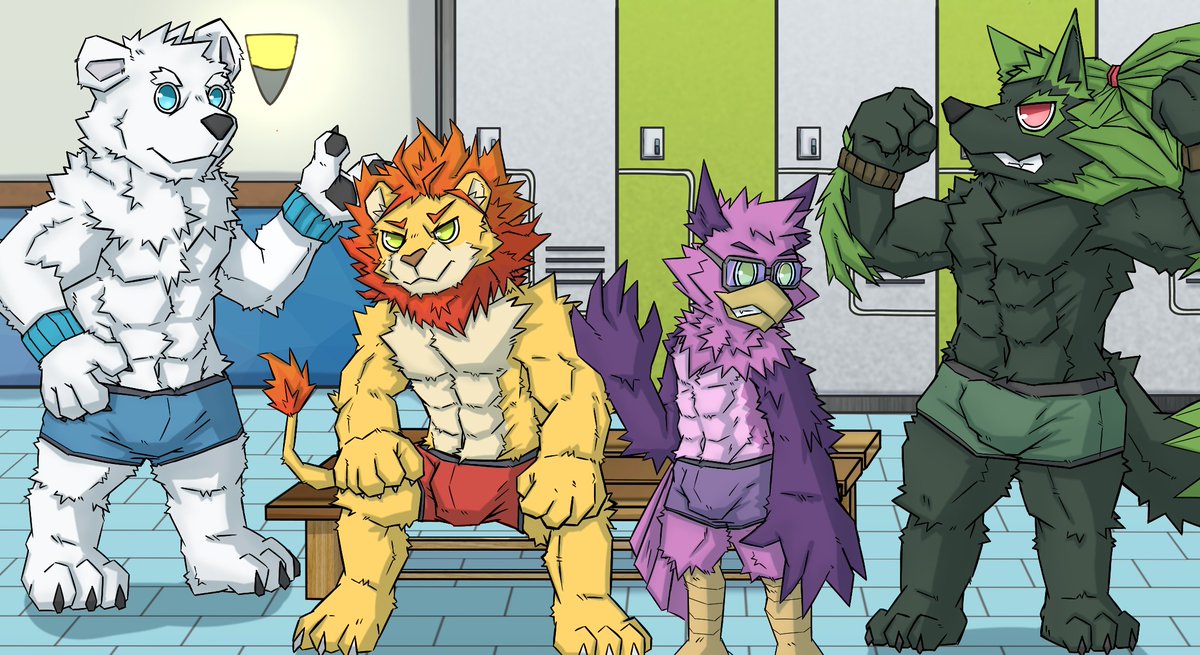plasticer1's tweet image. Boys&apos; Changing Room in Aether High.
[fanart of #RivalsofAether , characters referred from #LoversofAether]