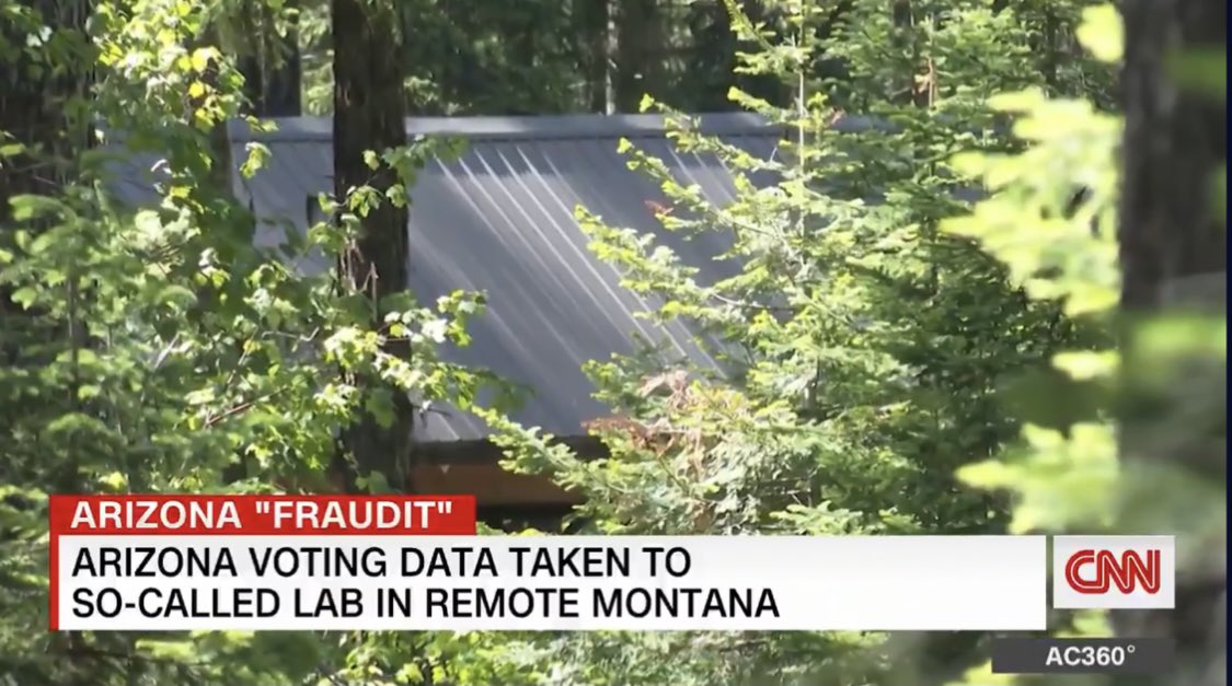 NotHoodlum's tweet image. The secure Arizona voter data is being ‘analyzed’ in a cabin in Montana. This is absolute chaos.