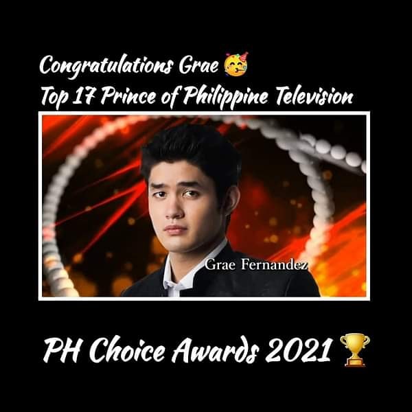 Congratulations @graefernandez_  Top 17 Prince of Philippine Television 
#PHChoiceAwards2021 🏆🥳
We're so proud of you. 🤍💙❤️