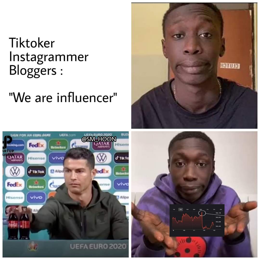VyomPratapSing3's tweet photo. Everyone Was influencer Untill Real influencer Come💯🤗
#CristianoRonaldo #CocaCola https://t.co/P7mUG7r2Ve