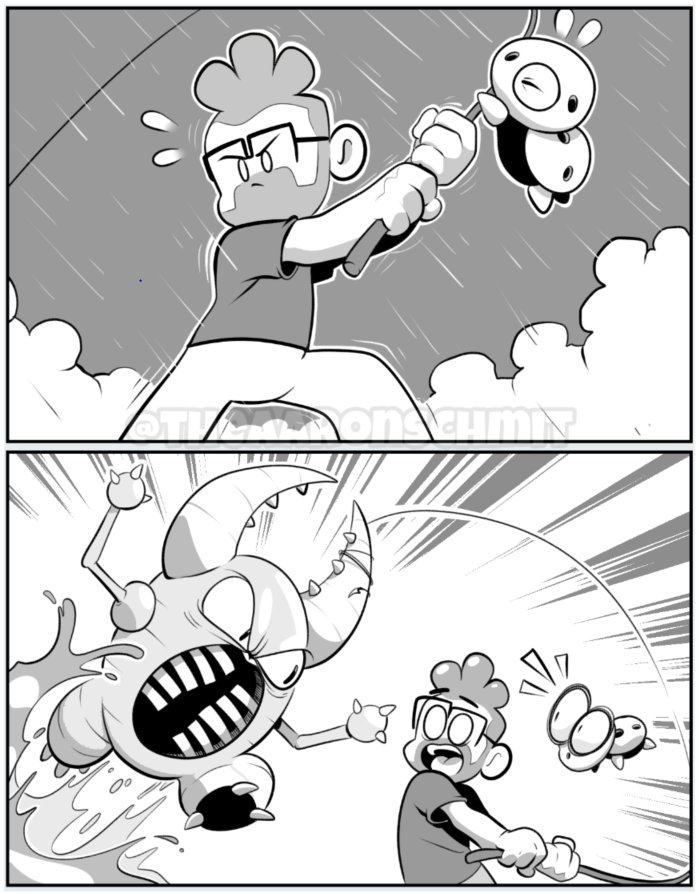 POKEMON SOULSILVER RANDOMIZED COMIC

During my training to get my Pokemon ready for Morty, my Aron (named Erin) and I went to the Lake of Rage to do some fishing, and we YANKED A PINSIR out of the water! It was a tough battle, but now Mr. Clamps the Pinsir is part of our team! 
