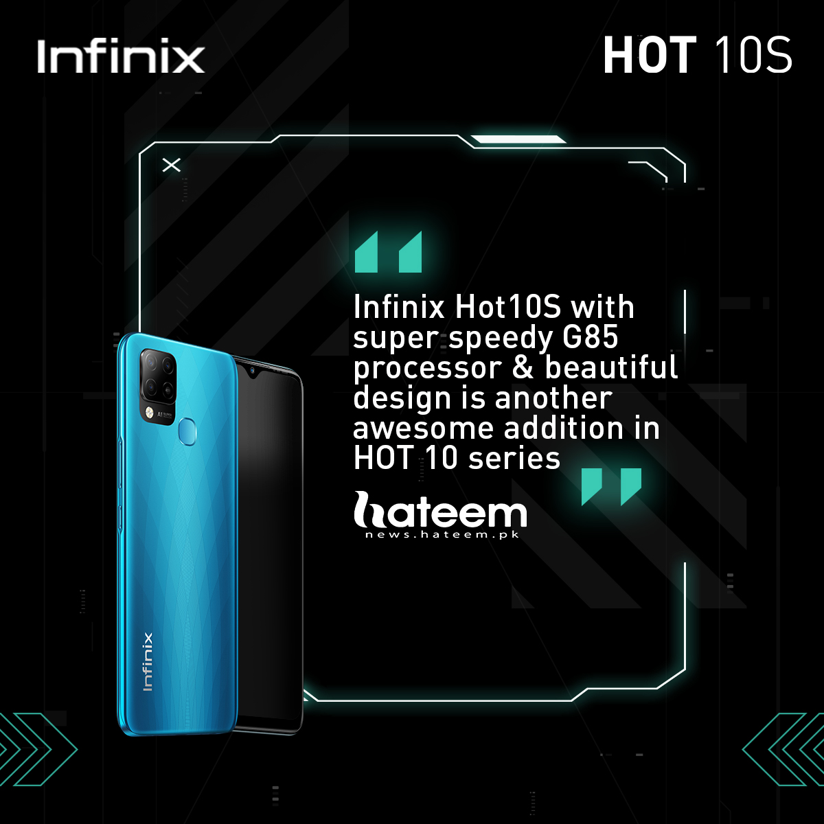 InfinixPakistan's tweet image. A stylish device with speedy processor &amp;amp; smooth display - Check out #HateemTechNews review for #InfinixHOT10S
Get Yours now: bit.ly/3goa8A3
Learn More: bit.ly/3ccd2GH
Watch full video: youtu.be/lHOv6_3WBXU