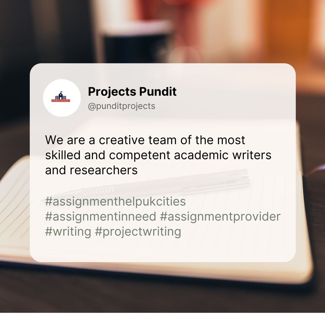 ProjectsPundit's tweet image. We are a creative team of the most skilled and competent academic writers, researchers and consultants to deliver the best thesis writing services in UK.
💬Whatsapp - +447460416251
#assignmenthelpukcities #assignmentinneed #assignmentprovider #writing
