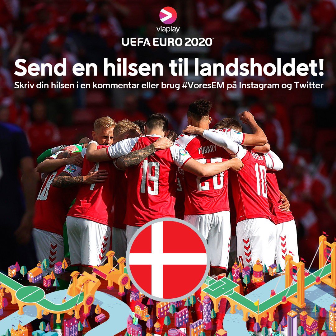 TV3sportdk's tweet photo. Vi vil rigtig gerne have jeres hilsner til Herrelandsholdet i dag forud for kampen mod Belgien, som sendes på Viaplay og TV3. Skriv din hilsen med hashtagget #VoresEM, så sætter vi den måske på TV-skærmen i optakten. 🇩🇰📺 https://t.co/HYoVVErcfJ