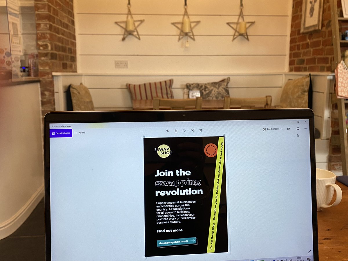 AsktheChameleon's tweet photo. Out out!!! Oh the JOY!! 😄 #Anslow coffee and writing about @UKSwapShop 😉 ☕️ #plans #BIGplans #SBS #GBEA 🧡 🦖 💫 https://t.co/H1VKfB0dip