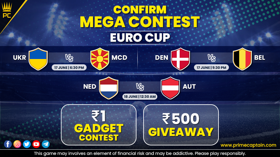 PrimeCaptain1's tweet photo. Get ready with your #Primeteams for the back-to-back clashes in Euro Cup tonight.
.
.
https://t.co/zFbIer1z3i
#PrimeCaptain #EuroCup2020 #EuroCup #Fantasycricket #Fantasysports #fantasyfootball #football #League #UKR #MCD #DENvsBEL #NEDvsAUT #contestgiveaway #Contestalert https://t.co/RMQs9HfQzo