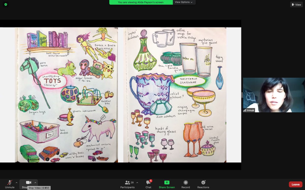 EmmaHCasey's tweet image. Winning the prize for the most beautiful PowerPoint slides of the year @alidabird using drawing and comics to study everyday cultures and practices in charity shops. Drawing as method for offering access to sensitive &amp;amp; emotional issues #consumptionmethods