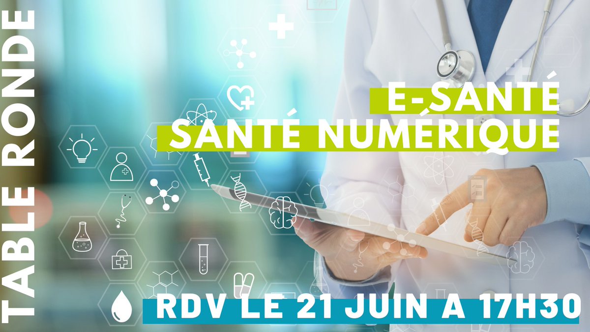 👉 RDV LUNDI 21 JUIN DE 17H30 A 18H30
Table ronde #ESANTE, #SANTE #NUMERIQUE
Programme de l'événement : bit.ly/3gAE
Inscription gratuite : bit.ly/3gAET4E