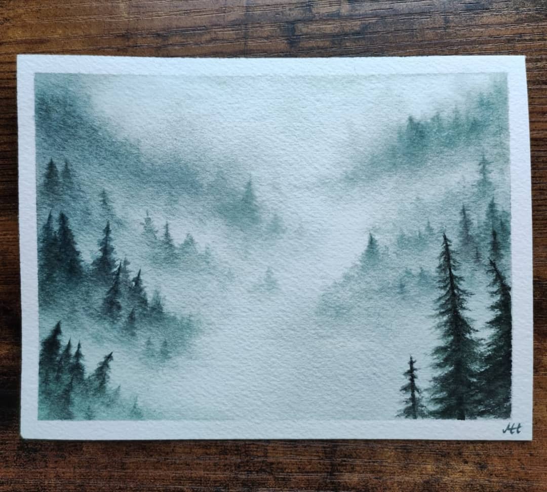 Alkazhar_Art's tweet photo. Aquarell/watercolor ca. 16cm x 11cm

#aquarell #watercolor #nebel #foggy #misty #wald #forrest #foggyforest #mistyforest #mistyforestpainting #foggywoods #mistywoods #mysterious #mistyrious #mysticforest #painting #art #kunst https://t.co/n4SDsiNdTm