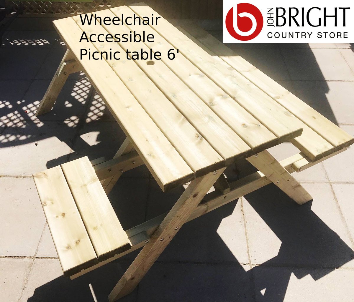 JohnBrightLtd's tweet photo. NEW Product in stock. 
Wheelchair Accessible Picnic table 6' in heavy duty tanalised timber.
https://t.co/QNa5OV5MK9. #wheelchair #picnictable #picnicbench #dorset #westdorset https://t.co/FgJSgceljH