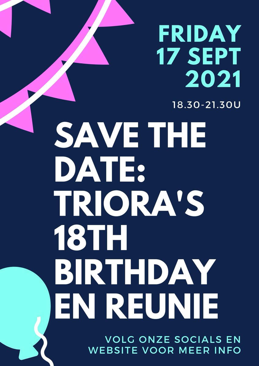 Stop de persen en pak je agenda! Triora vierde dit jaar haar 18e verjaardag en we hopen eindelijk met jullie te kunnen gaan vieren op onze jaarlijkse reünie. Vrijdag 17 september 2021 zal het feest van 18 jaar herstel losbarsten. #herstel #jarig #reunie #meaningfullife