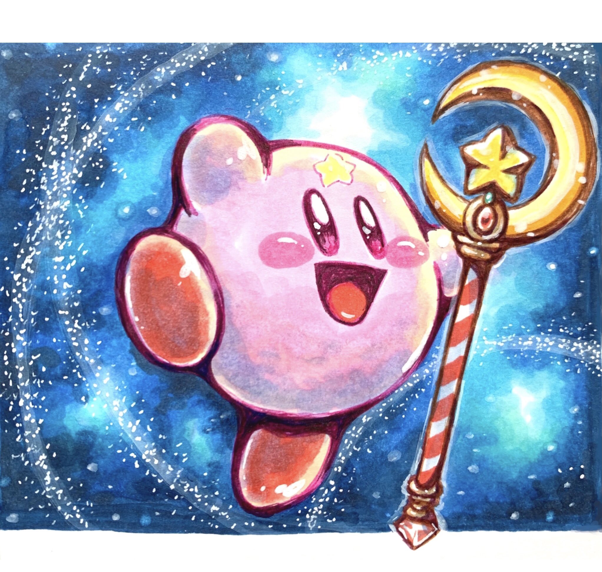 あら カービィ スターロッドプレミアム Kirby Illust Copic T Co Qeksgijoeh Twitter