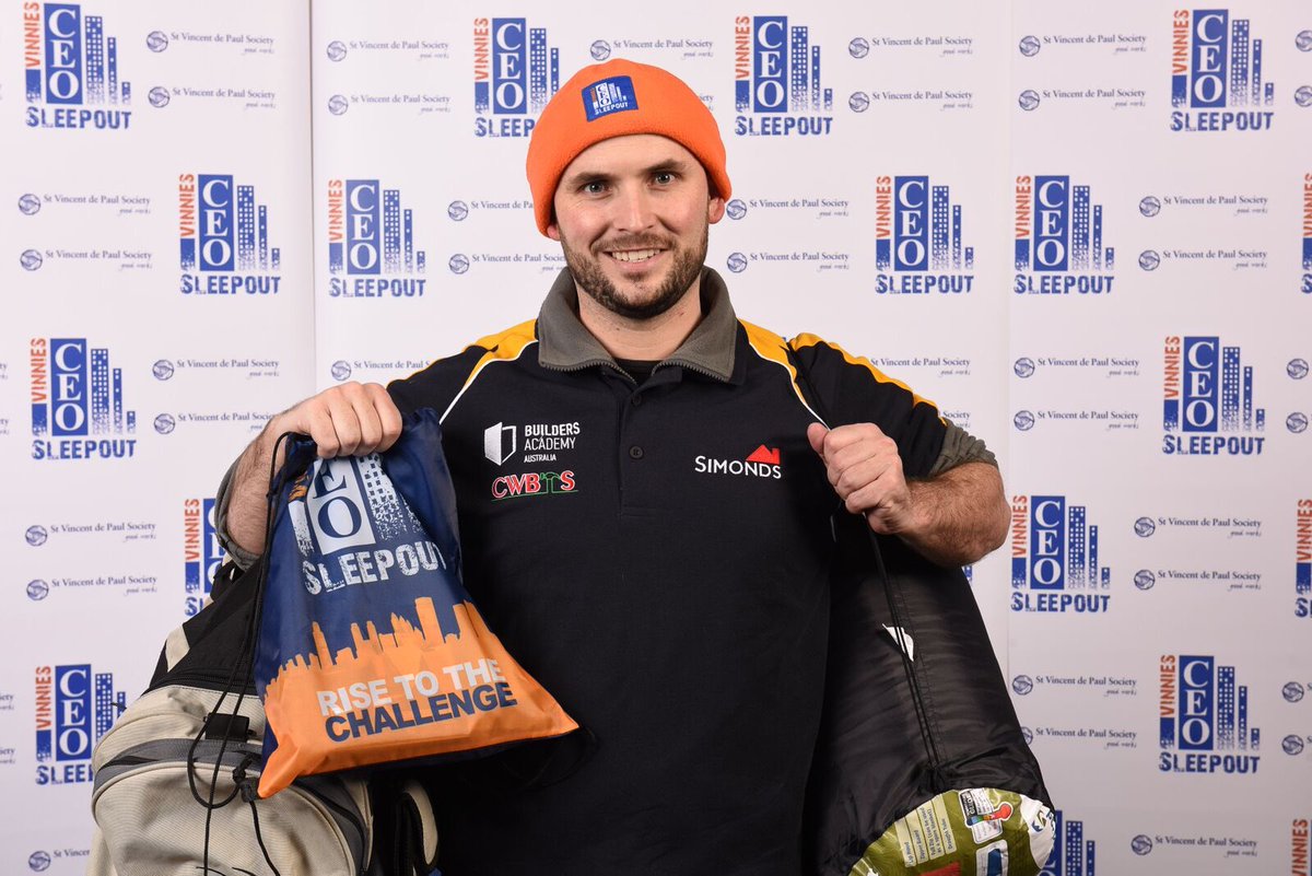 BuildersAcademy's tweet photo. Great work by our CEO, @andrewshea2, completing his 8th @VinniesVictoria @CEOSleepout tonight!
To help break the devastating cycle of homelessness, you can donate at the link below –
https://t.co/6n7YdKVrYU
#ceosleepoutau #removetherisk #homelessness #homelessnessawareness https://t.co/zzNAdBD2OO