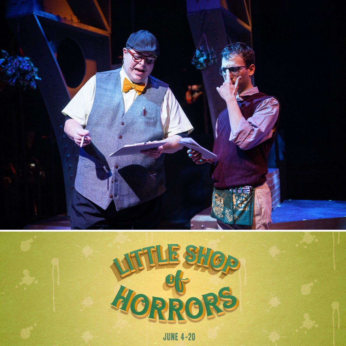 STICK WITH THE PLANT 
AND HIS BANK ACCOUNT WILL THRIVE,
OR IS IT TOO DANGEROUS TO KEEP THE PLANT ALIVE?
Get your tix now for LITTLE SHOP OF HORRORS! FINAL WEEKEND, June 18-20 with in-person &amp; virtual tickets available: saltpa.com/littleshopofho…  Photos: Mike Styer Photography