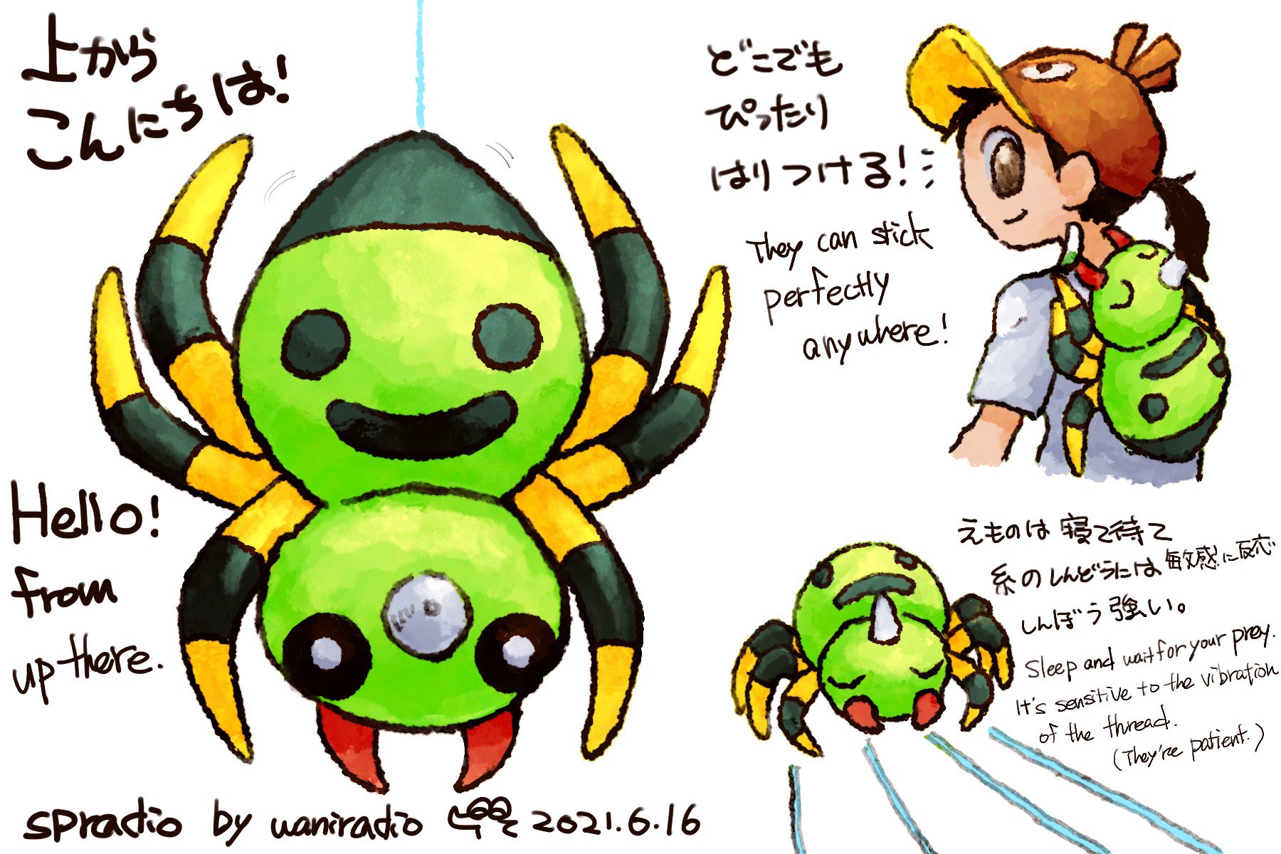 Spradio Temp In ポケモンと生活 イトマル Pokemon Spinarak 1日に1匹のポケモン コミッション頼んでくれる人のお陰で今の所続行中 167日目は実はとても辛抱強いイトマル T Co 7kejxbhaol Twitter