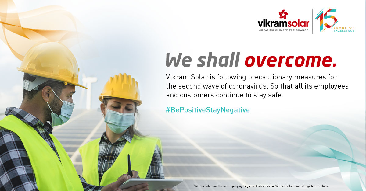 VikramSolar's tweet photo. #VikramSolar ensures all #covid protocols & #safety measures are followed throughout our manufacturing units & offices globally. Stay safe, let's get through this together https://t.co/JvgqGvrqOD
#BePositiveStayNegative #COVID19 #coronavirus #pandemic #pandemiclife #SafetyFirst https://t.co/PL8Db7A5as