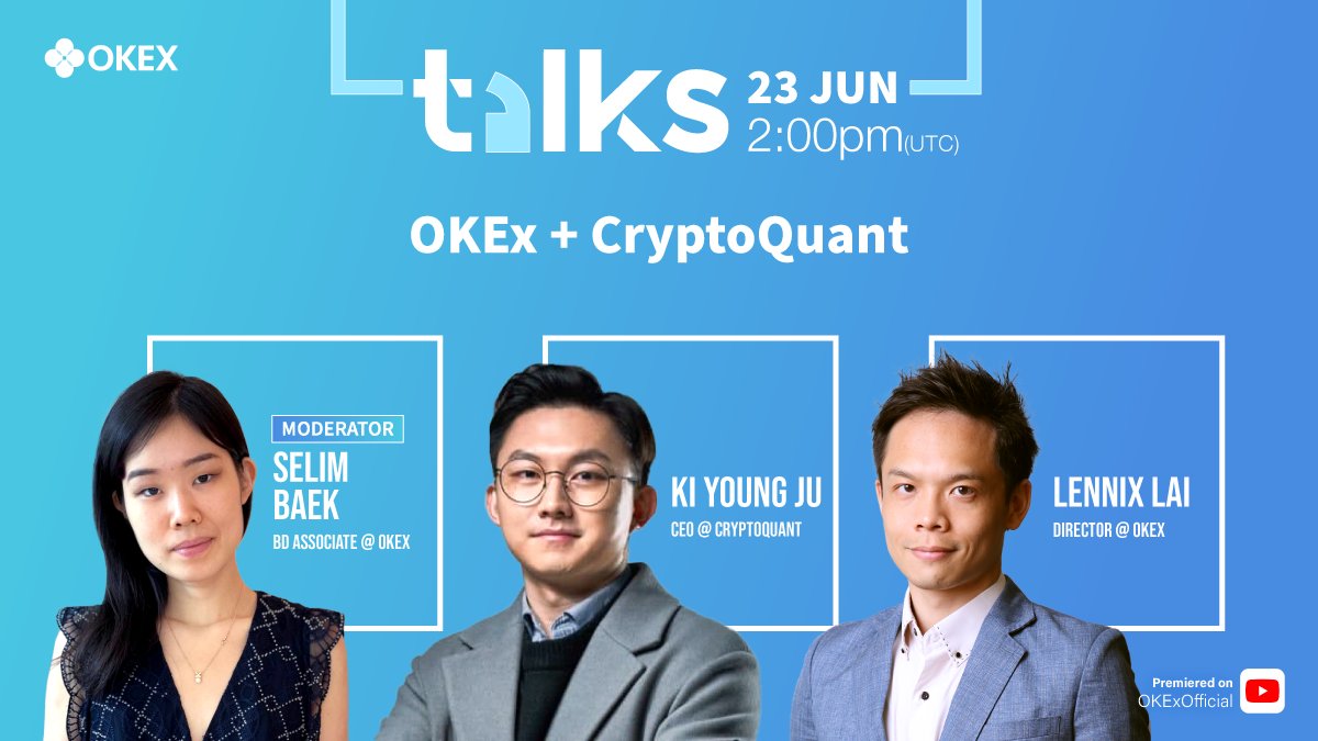 I look forward to catching up with @cryptoquant_com CEO @ki_young_ju, with  Selim Baek @OKEx Business Development as our moderator for this session.  Catch it on 23 June on our YouTube channel.