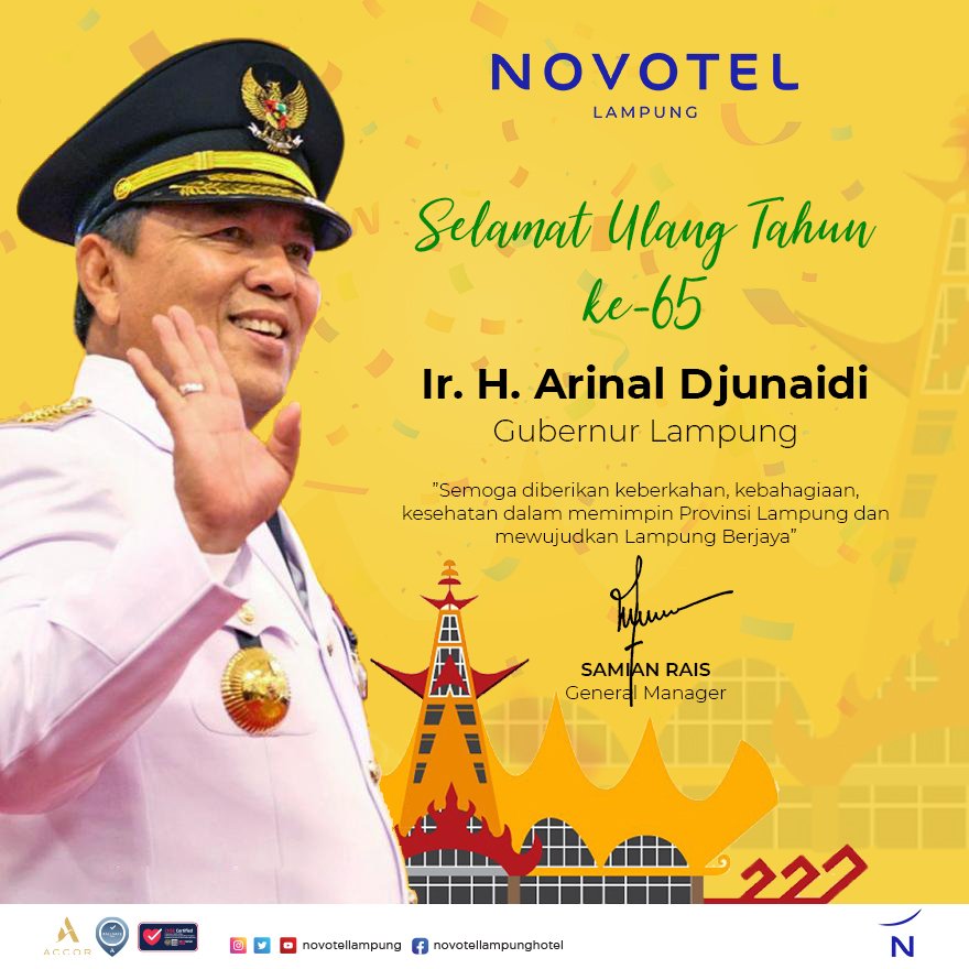 Happy Birthday Governor of Lampung Mr. Arinal Djunaidi