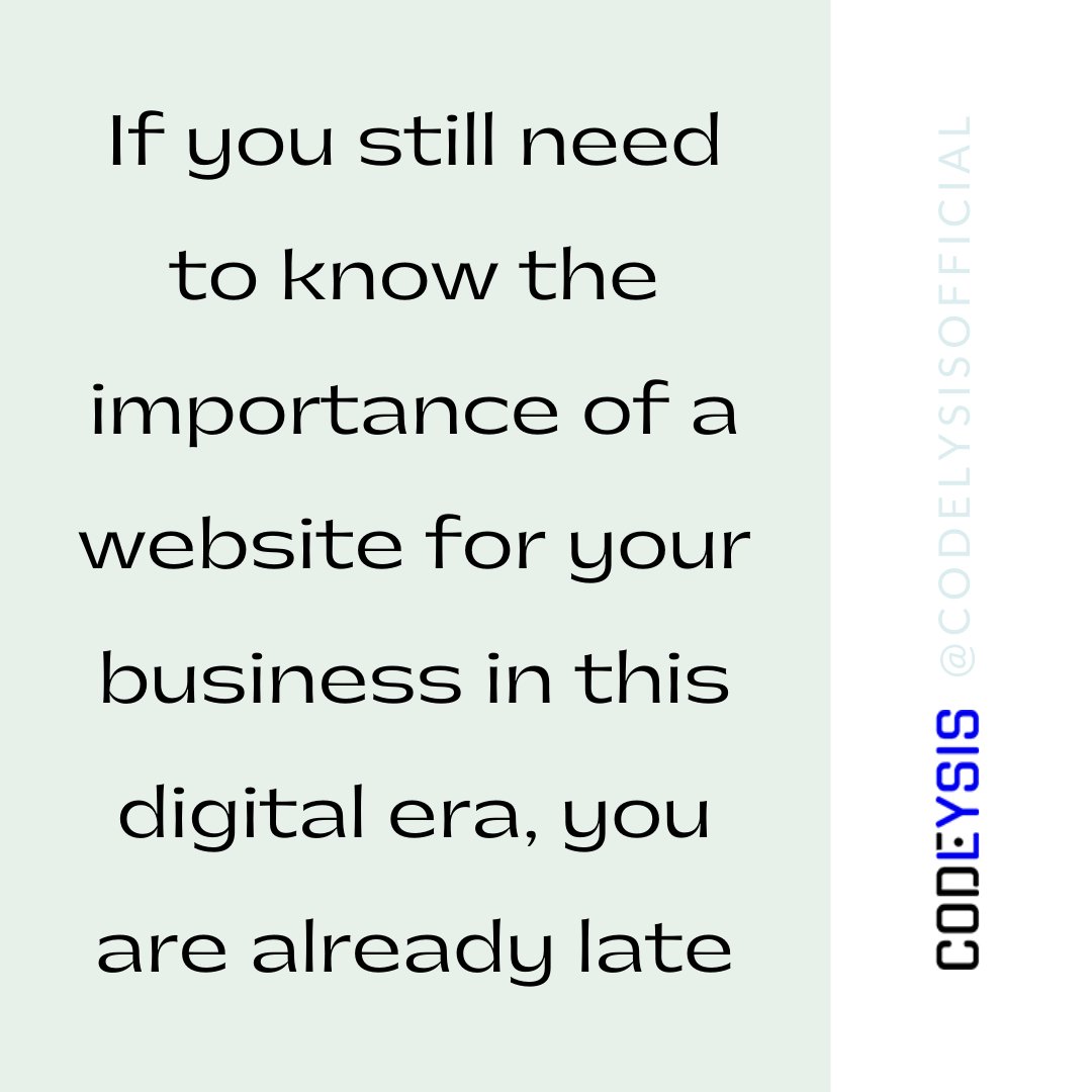 CodelysisOfficl's tweet photo. If you still need to know the importance of a website for your business in this digital era, you are already running late.

#website #websiteagency #websitecompany #websitedesigner #web #webdesign #webdesignagency #webdesigncompany https://t.co/G8HZoYUcvb
