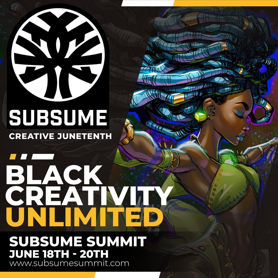 We are honor to be a part of continuing the legacy of BLACK EXCELLENCE by celebrating CREATIVE JUNETEENTH with our at SUBSUME SUMMIT. You can get your ticket for free to join the virtual summit this weekend. buff.ly/3xpQXMW