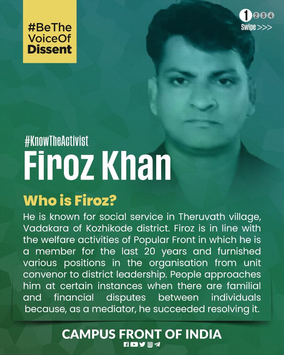 muhammadafran6's tweet photo. Brave fighters not traitors
#KnowTheActivist
#BeTheVoiceofDissent
#FirozKhan
Read more
#CampusFrontofIndia https://t.co/AaoUyvTVpT