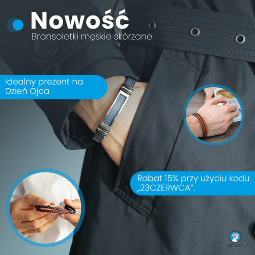 IdaliaShop's tweet photo. 💎NOWOŚĆ! BRANSOLETKI MĘSKIE SKÓRZANE
💎WYKOŃCZENIE ZE STALI NIERDZEWNEJ
💎SKÓRA NATURALNA
💎IDEALNY PREZENT NA DZIEŃ OJCA
RABAT 15% NA WSZYSTKIE BRANSOLETKI MĘSKIE ❗
z kodem "23CZERWCA" 
Promocja obowiązuje do 27/06.
Zapraszamy ➡ https://t.co/5kSkxU74Sa 💎 https://t.co/5bC8giXNyW
