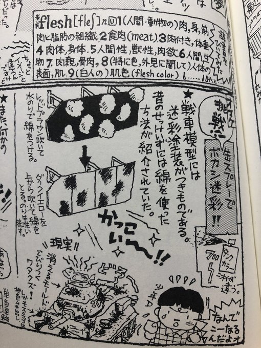 【綿スプレー】20年近く前の本ですが、もともと模型昔話なので現行商品です。でも登場人物がみんな今より若い! 