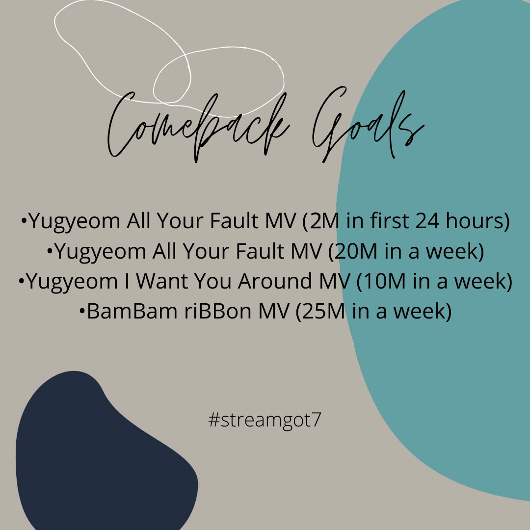 nyeongpeachy922's tweet photo. Yugbam Comeback Goals‼️ (updated)
#streamgot7
#GOT7 #갓세븐 @GOT7Official https://t.co/r2X3hxZSLh https://t.co/M1EvEpsXmr