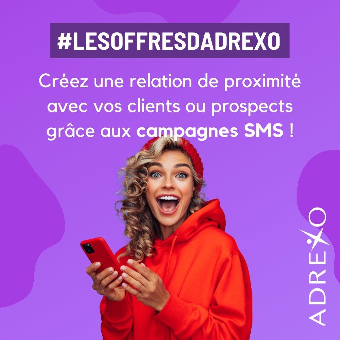 [#LESOFFRESDADREXO] : Chez <a href="/Adrexo/">Adrexo</a>, nous vous proposons une solution de création de contenus et d'envoi de SMS pour des campagnes ultra-ciblées qui génèrent du trafic en magasin ou sur votre site web. C'est bientôt les soldes d'Été, profitez-en 🛍!

👉 hubs.la/H0Q3S080