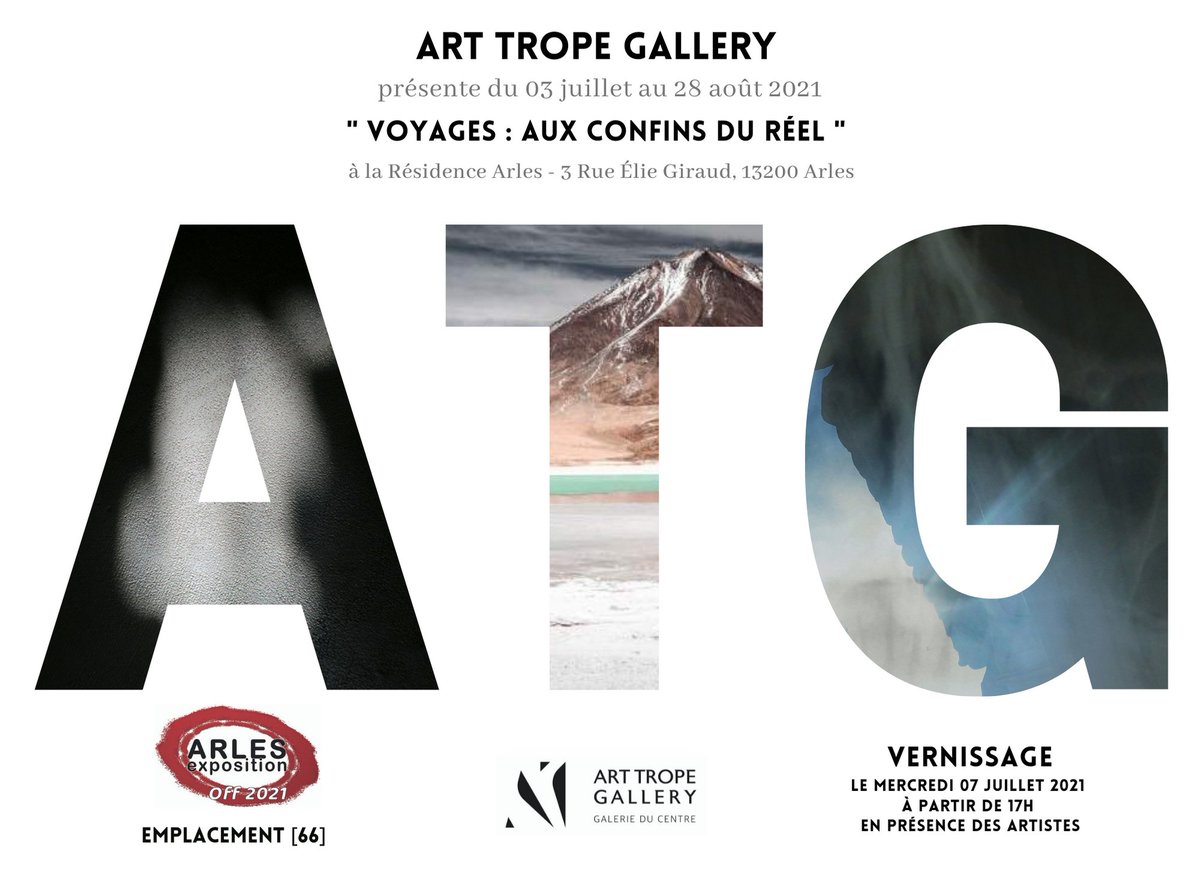 [#pressrelease #Arles] 🔛
<a href="/ArtTropeGallery/">ART TROPE GALLERY</a> est ravie de vous présenter «Voyages: aux confins du réel» lors des @rencontresarles à la Résidence Arles, 3 Rue Élie Giraud, Arles - 3 juillet au 28 août 21
👉 vernissage mercredi 7 juillet
👉 emplacement [66]
👉 bit.ly/3cLPDfB
