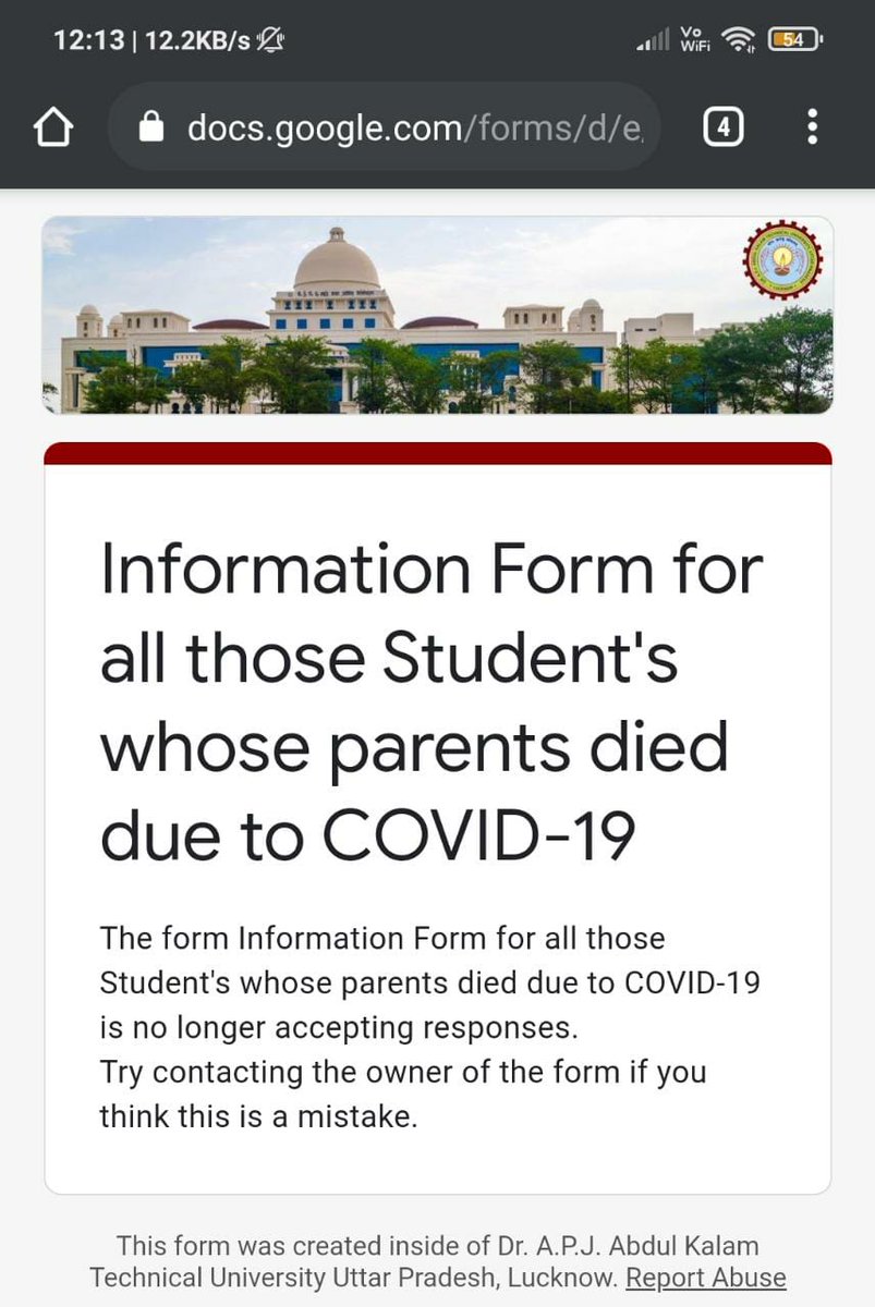 DeepanshuAgrwal's tweet photo. The Form is not Accepting response. Does it means the students who lost their parents after the form closed are not eligible to get help? Or the university closed form as many students have lost their parents and don't want to help to all students? https://t.co/eWOxjn7C7E