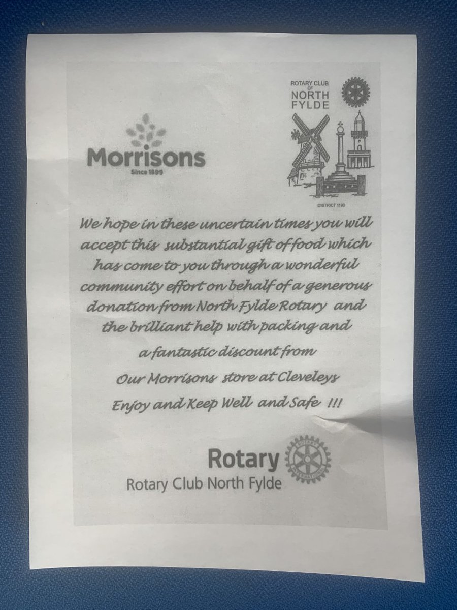 greatarley's tweet photo. 5 more food parcels from North Fylde Rotary Club were delivered this week for families in need at the school. In total North Fylde Rotary Club have delivered 90 food parcels to us throughout the lockdown period. Massive thank you from Great Arley 👏👏👏 https://t.co/1WMSysqFU5