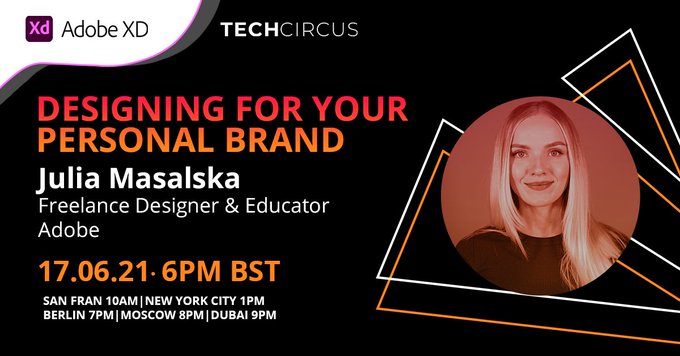 LIVE IN 1 HOUR: Join @TechCircus_ for an exciting workshop with Julia Masalska - Freelance Designer &amp; Educator for #Adobe.
▶️ techcircus.io/designingforyo…