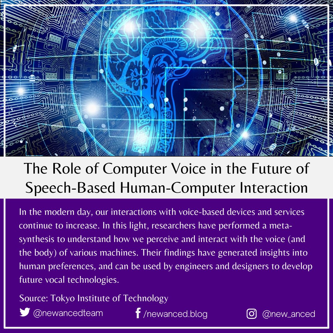 sciencenstuf's tweet photo. The Role of Computer Voice in the Future of Speech-Based Human-Computer Interaction
Source: Tokyo Institute of Technology
📷 Gerd Altmann from Pixabay
#tech #news #computervoice #speechbased #future #humancomputerinteraction #tokyoinstituteoftechnology
https://t.co/T52EOeD1xp https://t.co/Zg4UVf57nA