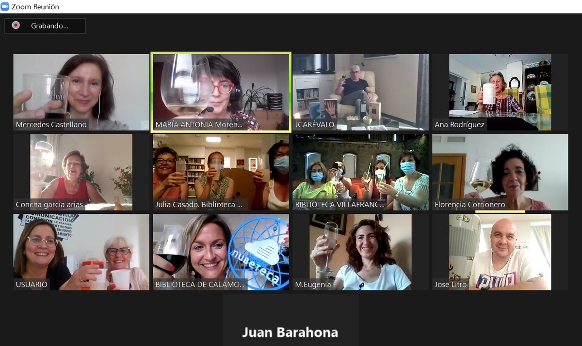 Clausura del club de lectura en la nube #PicoteoNubeteca con una quedada virtual, con picoteo real y brindando varias veces (bastantes) con un brindis ad hoc: “Leer, compartir, vivir, Nubeteca”.
<a href="/DipdeBadajoz/">Diputación de Badajoz</a> #UnClubparacomérselo <a href="/morenomulas/">María Antonia Moreno 🍀</a> <a href="/mcastellanoba/">Mercedes Castellano 🌍</a> #Nubeteca <a href="/ODILO_ES/">ODILO</a>