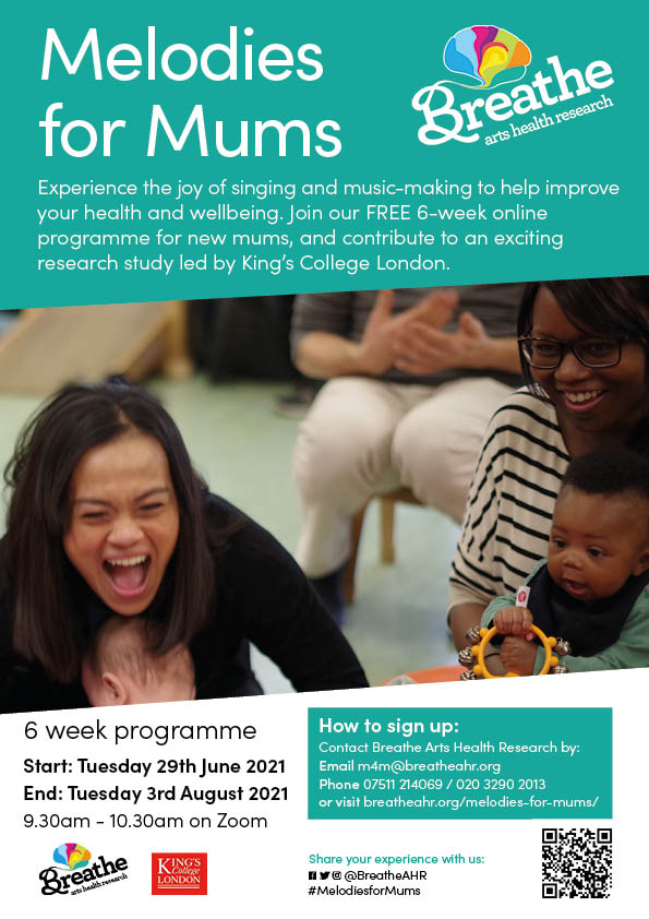 Be part of research, empower women, and support other new mums who may be experiencing symptoms of #PND.  In partnership with Melodies for Mums, <a href="/KingsCollegeLon/">King's College London</a> are looking at the effects of group singing on the maternal mental health of new mothers.   bit.ly/3zHPeET