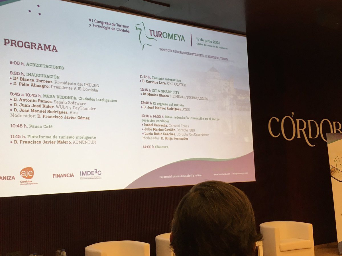 rosamelero's tweet photo. Hoy en el VI congreso de Turismo y Tecnología de #Córdoba, #Turomeya organizado por @AJECordoba con la colaboración del @imdeec 
Smart City. Córdoba ciudad inteligente. El regreso del turista. https://t.co/l3ypOCJET1