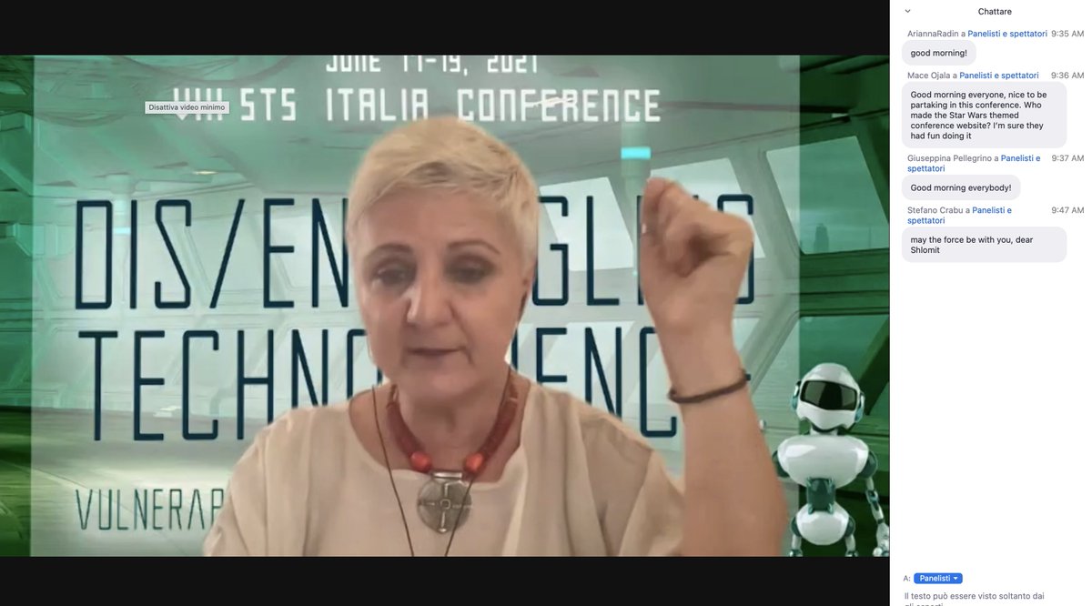 <a href="/assu_vit/">assunta viteritti</a> brilliantly introducing the first keynote speaker  of the #stsitaliaconf Amade M'charek, who will speak about "Postcolonial flows and forensics as an art of paying attention". #stsitalia2021
