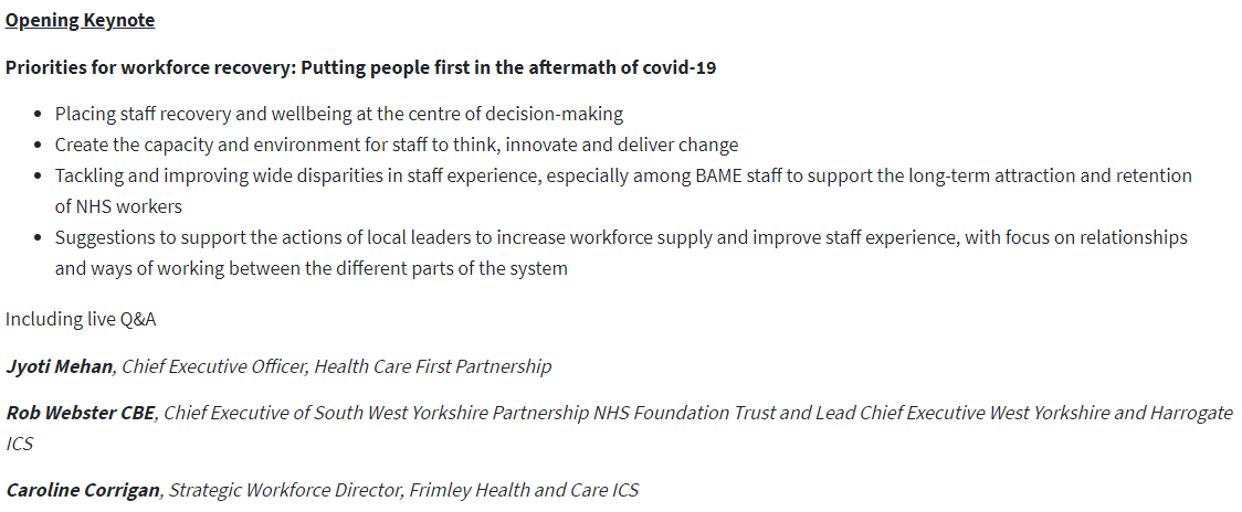 HSJevents's tweet photo. Join our #HSJworkforce Virtual Forum next week on 23 June! Our opening keynote is all about priorities for workforce recovery w/ Jyoti Mehan, @NHS_RobW, @CarolineCorrig3.
More information here >> https://t.co/Ddqj1qOHwP https://t.co/5r2rLFcU6Q