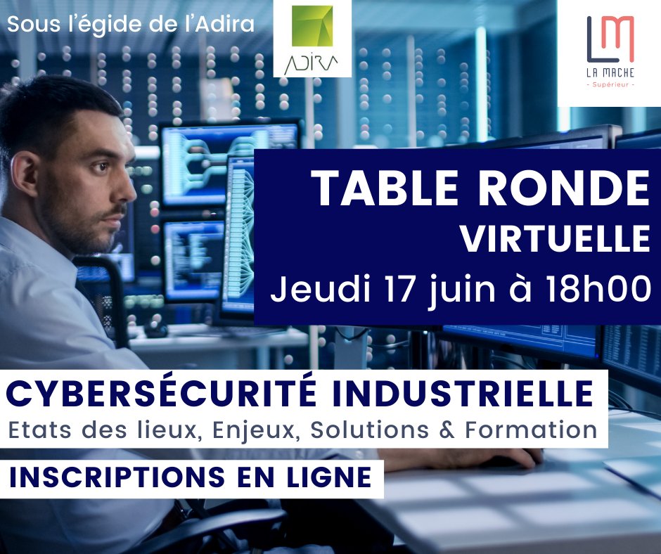 #SUPLAMACHE : rendez-vous aujourd'hui à 18h00 pour notre table ronde virtuelle sur la #cybersecurite  #industrielle ! INSCRIPTIONS GRATUITES sur notre site internet : lnkd.in/es5wzyh #numerique #informatique