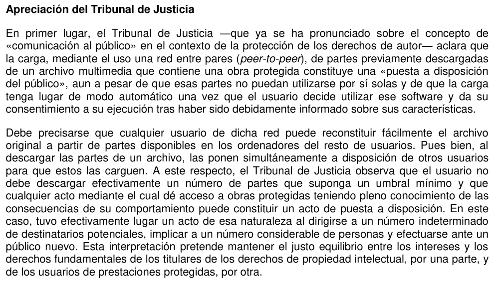 davidmaeztu's tweet photo. Hay que ver la sentencia... pero

1- Compartir en P2P, aunque sea un fragmento de una archivo es Comunicación Pública https://t.co/wPDJWNHUm9