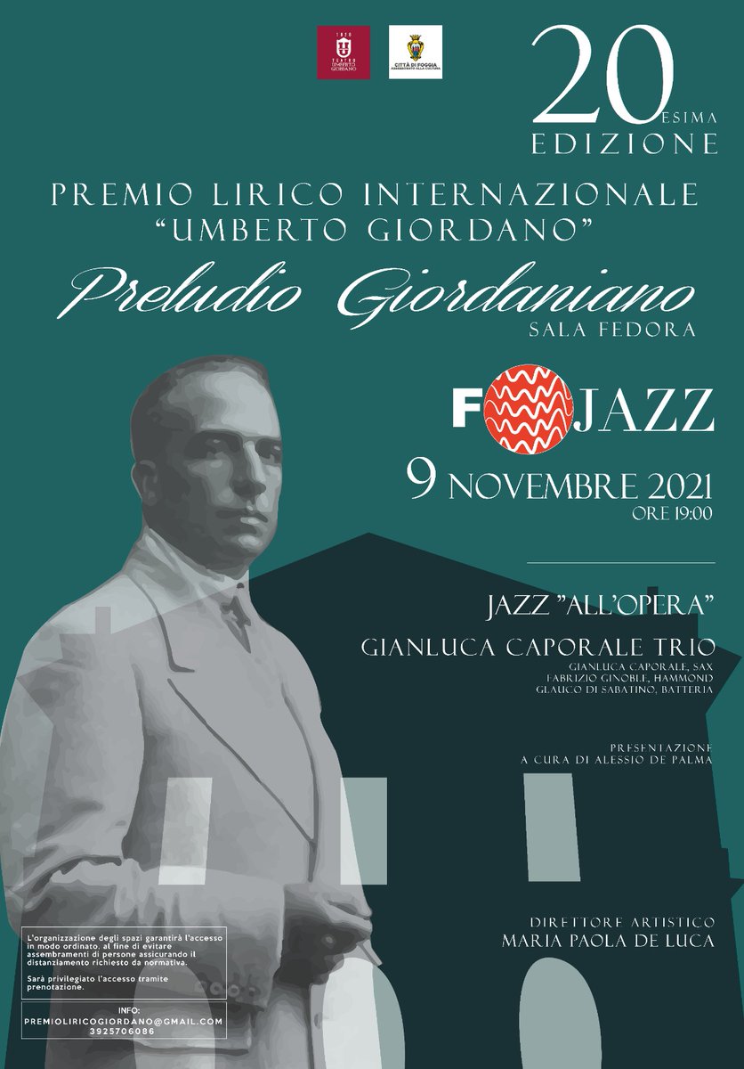 🌟PREMIO LIRICO INTERNAZIONALE "U. GIORDANO"🌟
📌Prove concorsuali di selezione 
3 - 4 DICEMBRE 2021
📌Concerto Lirico di Premiazione dei vincitori 
4 DICEMBRE 2021

Ecco qui il regolamento, consultabile con largo anticipo per arrivare super preparati! 👇🏼
bit.ly/3zx9Z5L
