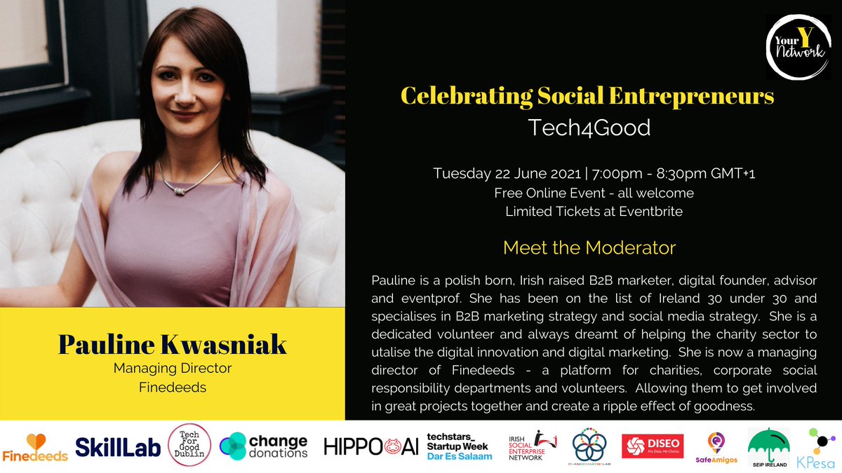 YourYNetworkHQ's tweet photo. Don't forget to join us next Tuesday evening!
@paulinekwasniak from Finedeeds will be our panel moderator.
Grab your FREE ticket now and spread the word...
https://t.co/ImNfA4kjDo
#SocEnt #socentIRL #socentEU #Tech4Good #TechForGood #socialimpact #socialenterprise https://t.co/c29UTzd2T6