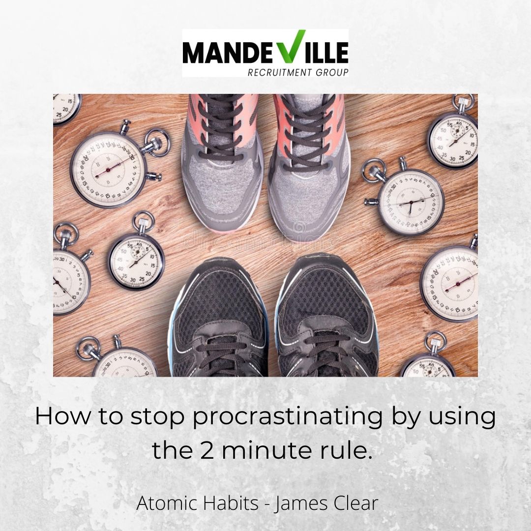 MandevilleGroup's tweet photo. ‘How to stop procrastinating by using the 2 minute rule.’ by James Clear – Definitely worth a read! 
#jamesclear #atomichabits #newhabits #positivechanges #supportingyouwithchange #positivevibes #2minuterule https://t.co/LSG7fLc22V