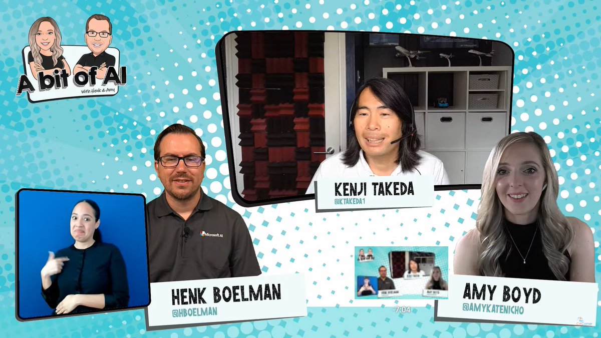CsharpCorner's tweet image. Join @hboelman and @AmyKateNicho with guest speaker @ktakeda1 for the final episode of @AbitofAI. 

Live streaming at bit.ly/3zzyWxp

#abitofai #csharpcornerlive #ArtificialIntelligence #live #AI #MicrosoftAI