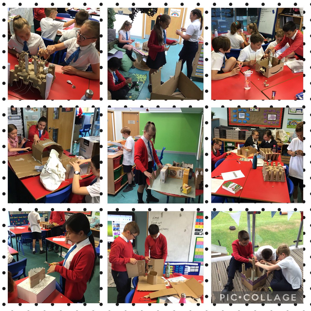 GUPSYearSix's tweet photo. We’re busy in 6JP this morning putting the finishing touches to our castle designs! @GlanUskPS #GUPSHum #collaboration @cadwwales https://t.co/08klB2jT20