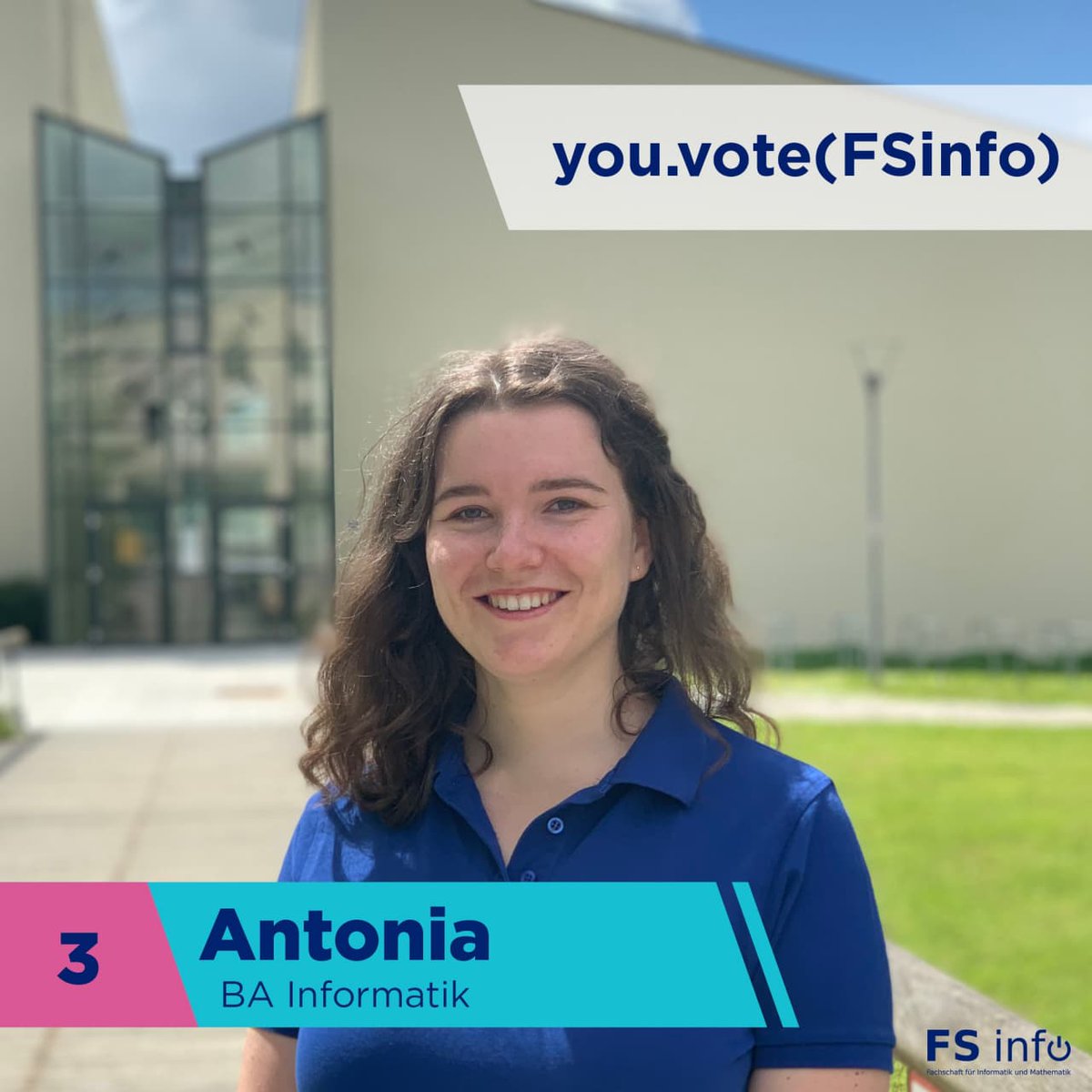 fsinfopassau's tweet photo. Antonia studiert im fünften Semester Informatik und ist seit dem Wintersemester 2019 in der Fachschaft aktiv. Ihr findet sie als Organisatorin beim semesterlichen Nerdquiz und als Helferin bei anderen Veranstaltungen, z.B. bei der legendären "Tussi meets Nerd"-Party. https://t.co/hWgCD5nUwU