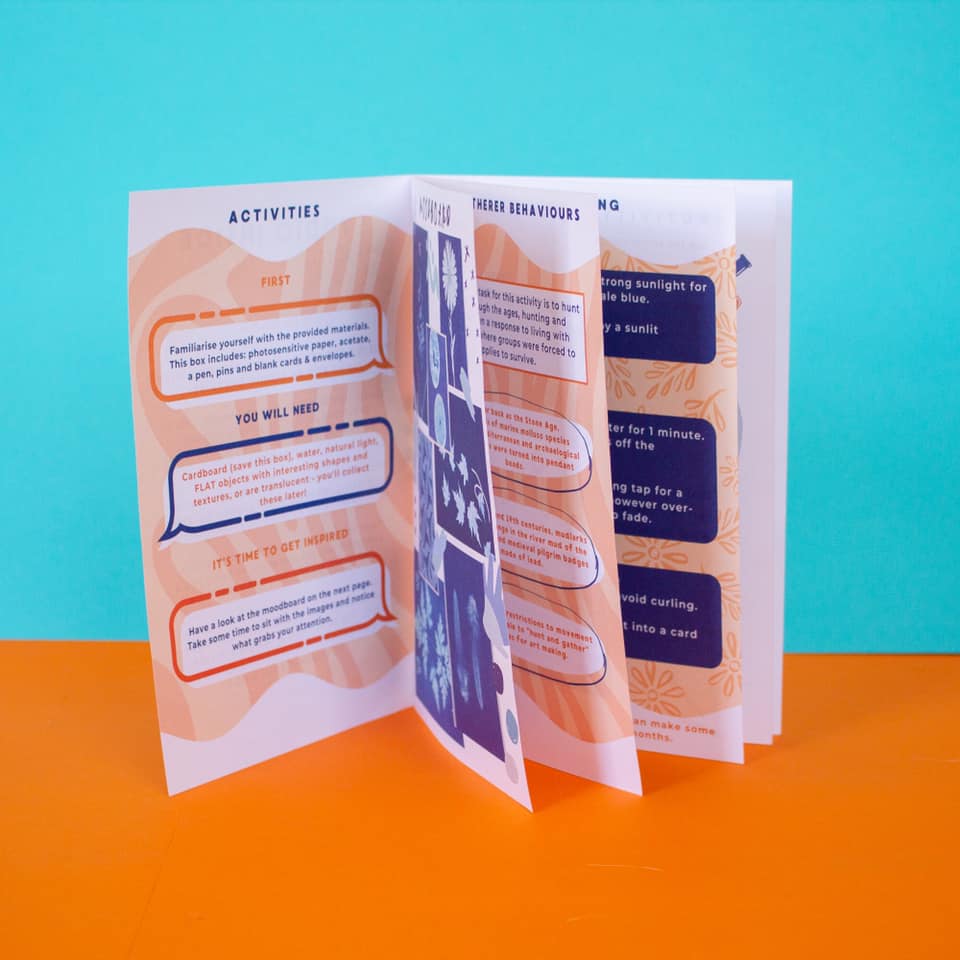 Studio_Upstairs's tweet photo. It’s here! 🙌 #StudioInside  
The box includes:
🔸Guided meditation walk
🔸Instructions and reflection booklet
🔸Cyanotype paper
🔸Blank cards and envelopes
🔸Pins, acetate sheet, and marker pen
100% of net proceeds will go towards our charity.
Order now: https://t.co/gb8v9LuNaL https://t.co/1vYzr8VGji