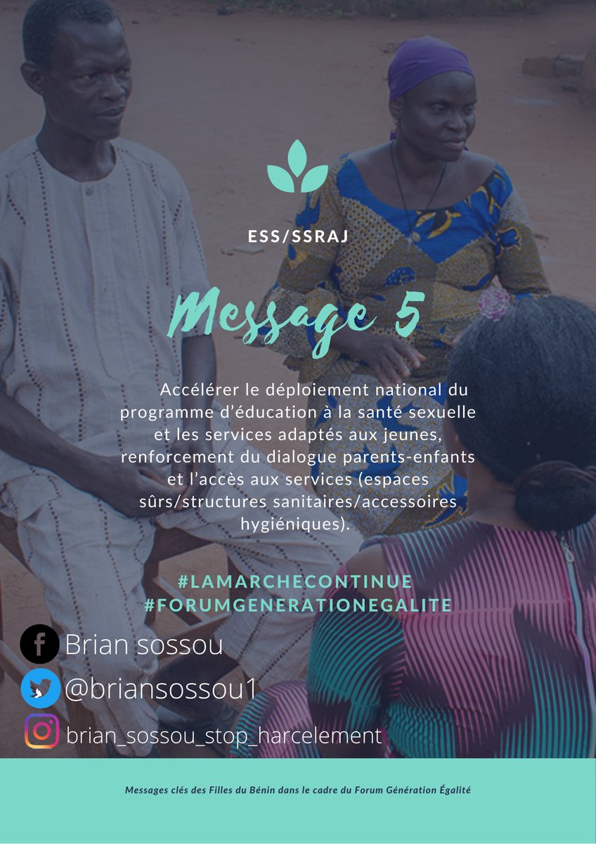 𝗠𝗲𝘀𝘀𝗮𝗴𝗲𝘀 𝗰𝗹𝗲́𝘀 𝗱𝗲𝘀 𝗙𝗶𝗹𝗹𝗲𝘀 𝗱𝘂 𝗕𝗲́𝗻𝗶𝗻🇧🇯🇧🇯🇧🇯 𝗱𝗮𝗻𝘀 𝗹𝗲 𝗰𝗮𝗱𝗿𝗲 𝗱𝘂 𝗙𝗼𝗿𝘂𝗺 𝗚𝗲́𝗻𝗲́𝗿𝗮𝘁𝗶𝗼𝗻 𝗘́𝗴𝗮𝗹𝗶𝘁𝗲́ 

𝗠𝗲𝘀𝘀𝗮𝗴𝗲 𝗡°𝟱

#H1000FGE #LaMarcheContinue #NosVoixComptent #GénérationÉgalité #Égalitéonagit #GenerationEquality